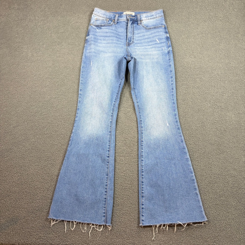 Lucky Brand Jeans Womens 8/29 Blue Stevie High Rise Flare Raw Hem 7WP11202